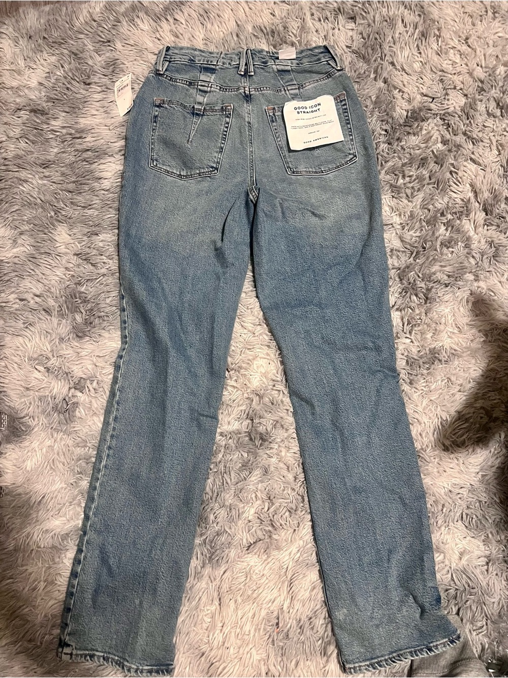 Good American Icon Ripped High Waist Straight Leg Jeans - Picture 5 of 6